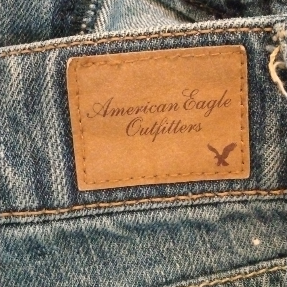 AMERICAN EAGLE- Lace Exposed Pocket Jean Shirt Cut Offs Size 8 - Picture 6 of 7
